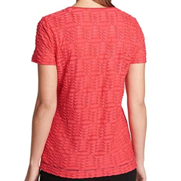 Calvin Klein Women's Stretch Textured Tee Shirt - Picture 3 of 5